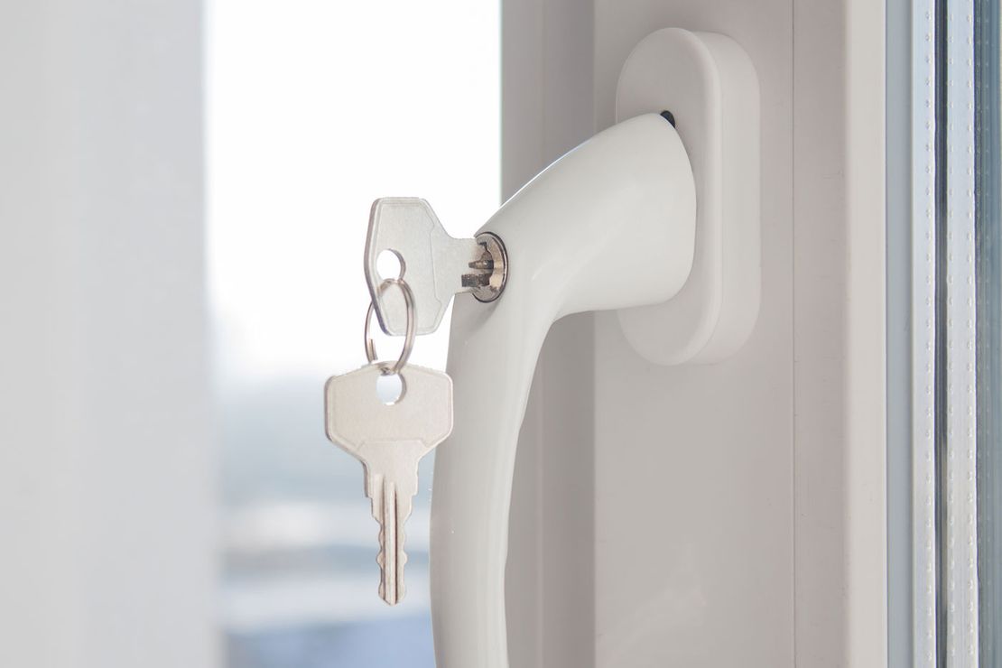 A double glazed window handle and lock